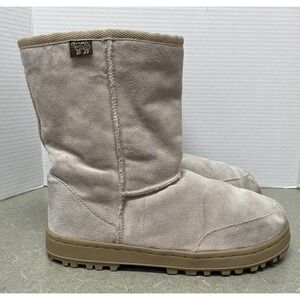 Australian Boot Company Womens Classic Suede Shearling Boot Pull On Beige W8 M7